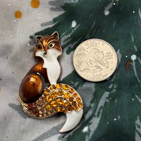 Brown and Gold Fox Brooch/ Pendant - Picture 3 of 4